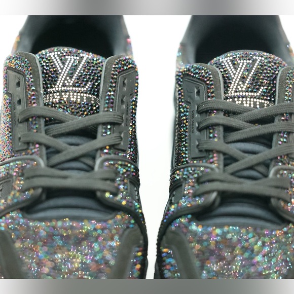 Louis Vuitton LV Trainer Black Swarovski Crystals Size 9.5 US - 8.5 UK - Picture 3 of 6